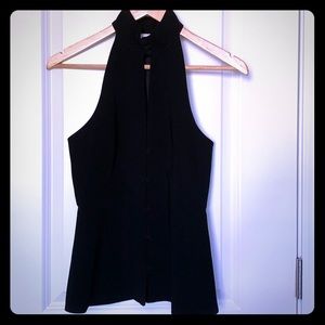 Cinq a Sept High Neck Button Up Blouse